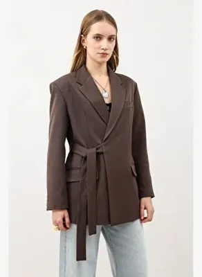 Antioch Koyu Kahve Kuşaklı Kadın Blazer