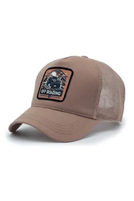Trucker Off Roading Model Değiştirilebilir Armalı Fileli Şapka Kahve