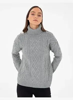 Pierre Cardin Gri Melanj Regular Fit Balıkçı Yaka Kazak50294435-VR086