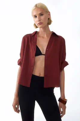 H&M Viskoz Karışımlı Oversize Gömlek