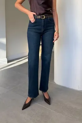 MAGARDE LUNA KEMERLİ WIDE LEG JEAN- KOYU LACİVERT