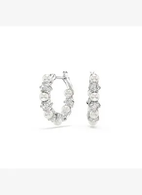 Swarovski 5709256 Swarovski Küpe Matrıx:Pe Pearl Hoops Whıte/Rhs
