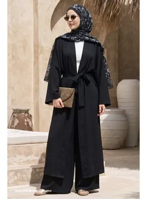 InStyle Kimono Pantolonlu Siyah Takım