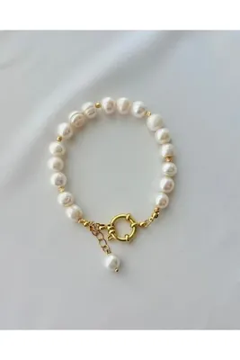 eyla collection Gerçek Inci Bileklik - Altın & Charm Takılabilir