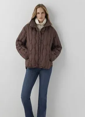 Mavi M1110861-70237 Kahve Kadın Dik Yaka Geniş Fit Ceket
