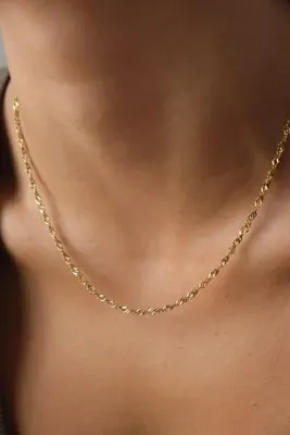 ByFlorya Jewelry Çelik Singapur Zincir Kolye İnce İthal Singapur Sarma Burgu Zincir 2mm Zarif Minimal