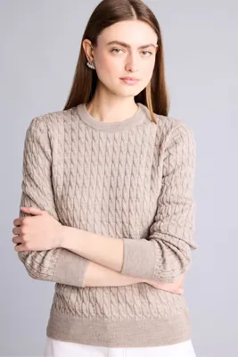 Defacto Regular Fit Bisiklet Yaka Bej Kazak H8477AX26WN