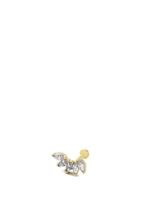 AJA Havelise White Yay Figürlü Markiz Kesim Çok Taşlı Altın Kulak Piercing