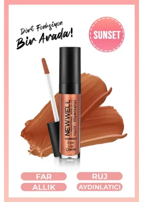 New Well Liquid Illuminator 3'ü 1 Arada Allık ve Aydınlatıcı Sunset Tonu 30 ml Likit Formül