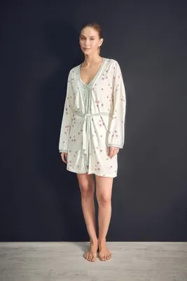 Fulla Moda Çiçek Desenli Askılı 2 Li Gecelik Takımı