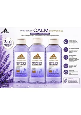 adidas Active Skin & Mind Pre-Sleep Calm Duş Jeli 400 ml - Lavanta Özlü Rahatlatıcı Bakım x 3 Adet