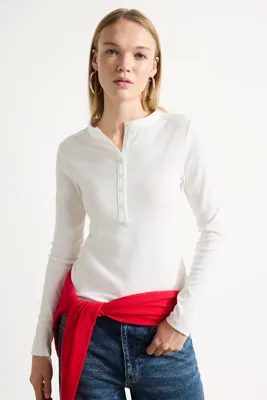 Defacto Uzun kollu Fitilli Henley Yaka Basic Tişört