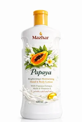 mazhar Papaya 500 ML Soft Touch Vücut Losyonu cilde güzel bir yumuşaklık ve tazelik kazandırır