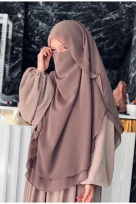 Fashion journey HANİQUE VİZON sadece üst GÖLGELİ OVAL SUFLE PEÇE - TAM KAPAMA BAŞÖRTÜ - HAC UMRE SUFLE KHİMAR