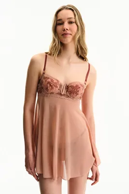 Penti Bej Balenli Çiçekli Babydoll