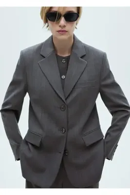 MANGO Woman İnce Çizgili Blazer Ceket