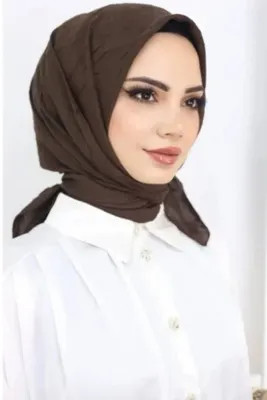 Melodi Scarf Kadın Tesettür Pratik Bambu Kraş Eşarp Acı Kahve