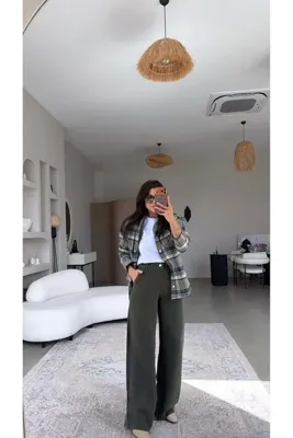 Buket Teke Haki Tensel Yıkamalı Denim Pantolon