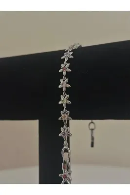 ROYAL SPARK Renkli Çiçek Figürlü Gümüş Renk Bileklik