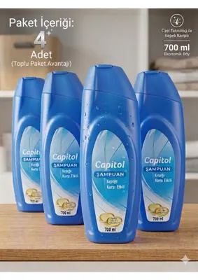 Capitol Kepeğe Karşı Etkili Şampuan 700 ml Tüm Saç Tipleri Için Özel Formül 4 Lü Ekonomik Paket