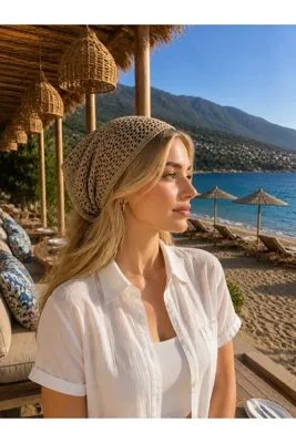 nehir eşarp Örgü Düz Renk Bağlamalı Bandana