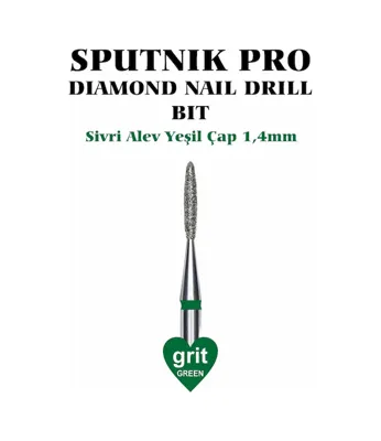Sputnik Elmas Sivri Alev Freze Yeşil Çap 1,4mm