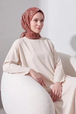 Silk Home Soft Eşarp Vintage Floral Koyu Turuncu