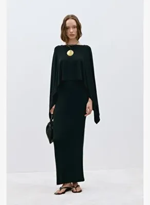 Suud Collection Siyah Rae Penye Pelerin