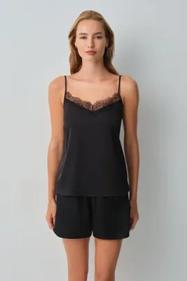 SUWEN Helena İnce Askılı Dantelli Pijama Üstü
