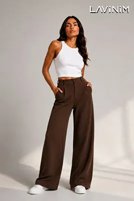 LAVİNİM Palazzo Pantolon Kahverengi Oversize Kesim