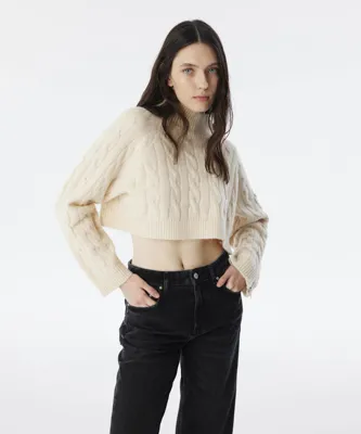 Twist SAÇ ÖRGÜLÜ CROP KAZAK