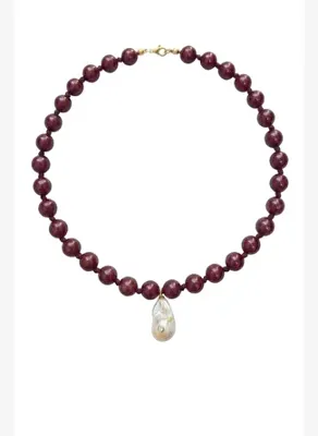 Ecru Atelier Velora Jade Taşlı Kolye - Bordo