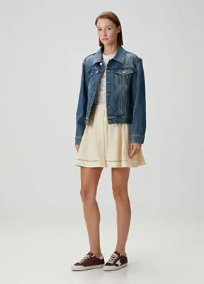 Golden Goose Fildişi Çizgili Mini Etek