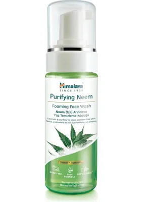 VELORA Himalaya Since 1930 Arındırıcı Yüz Temizleme Köpüğü, Neem, Zerdeçal, Parabensiz, Normal ve Yağlı Ciltler, 150 ml