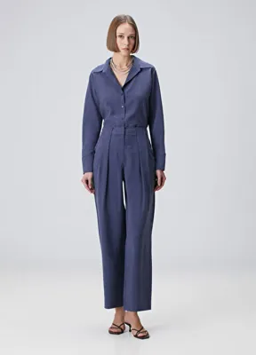 Beymen Collection Mavi Pile Detaylı Pantolon
