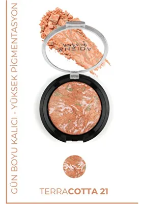 Sheida Terracotta Allık Pudra No:21 Işıltılı Özellikte Ciltle Uyumlu Mozaik Renk Tonları