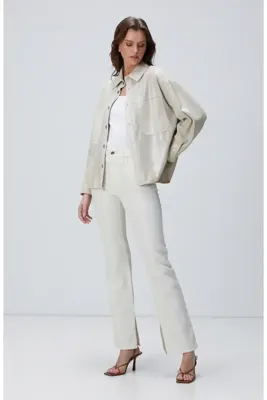 Network Ekru Simli Denim Pantolon