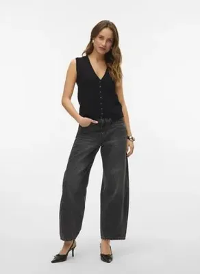 Vero Moda Siyah Kadın Denim Pantolon VMZELDA HR BARREL DENIM JEANS MIX