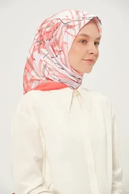 Madame Polo Desenli Twil Eşarp 90x90 Cm Kayma Yapmayan Kumaş Şeker Pembe