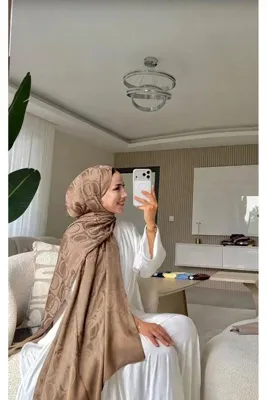 fleur scarf Halka Desen Premium Şal - Sütlü Kahve Tesettür Şal