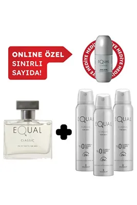 Equal Erkek Edt Parfüm 75 ml & Deodorant 3*150 ml Avantajlı Set, Roll On Hediyeli