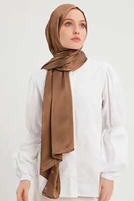 Şaless Tesettür Kadın Janjan-janjanlı Krinkıl Abiye Şal-kahverengi- 70x190cm