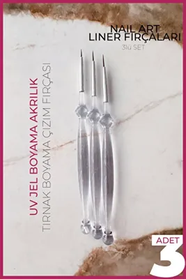 Nera Classy 3 Adet Akrilik UV Jel 3D İpuçları - Fırça Seti - Çizim Kalem UV Jel Fırça Seti