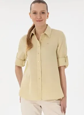 U.S. Polo Assn. Kadın Açık Haki Uzun Kollu Tunik Gömlek 50306473-VR183