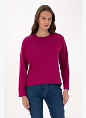U.S. Polo Assn. Kadın Fuşya Bisiklet Yaka Kazak 50314675