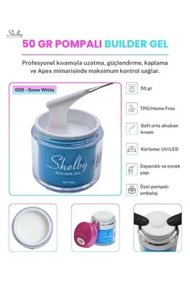 Shelby 09 - 50 Gr. YENİ OZEL BASMALI AMBALAJ SIMLI RAKI BEYAZ BUILDER GEL