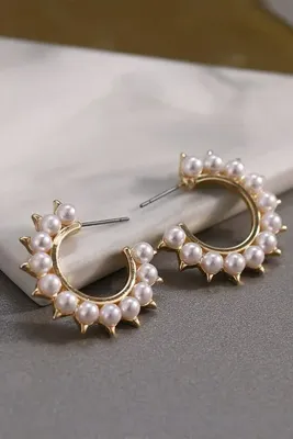 Dora Accessories Kadın Incili Altın Halka Küpe