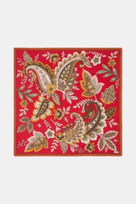 Vakko KIRMIZI ŞAL DESENLİ KAŞMİR İPEK GAVROŞ