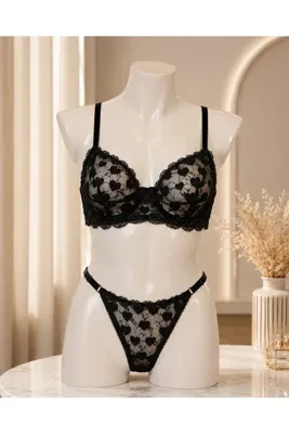 ARSIA Dantelli Soft Bralet Kalp Desenli Sütyen Takım