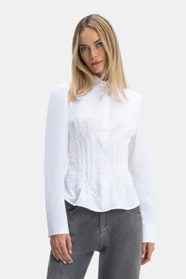 Ermanno Scervino BEYAZ DANTEL APLİKELİ GÖMLEK